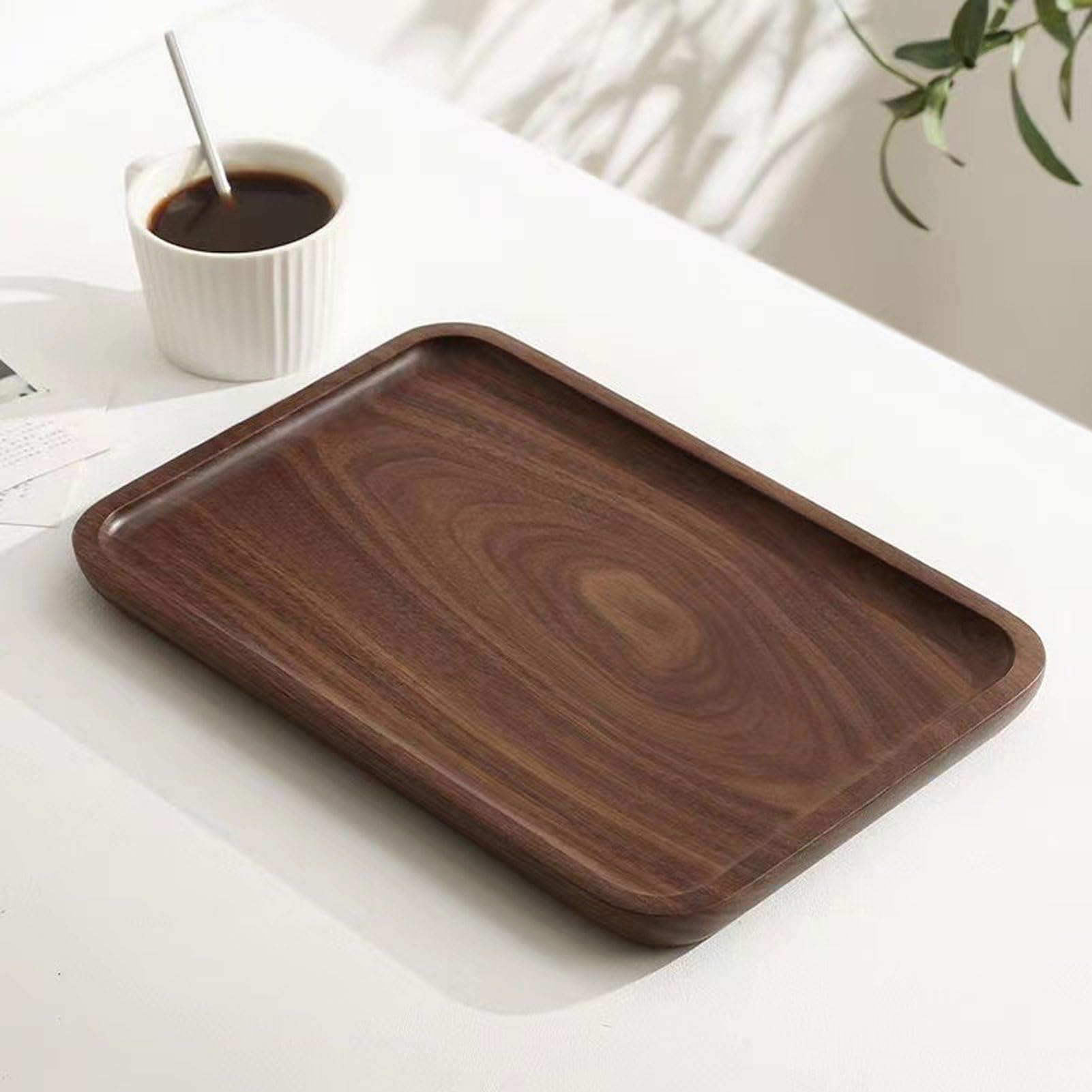 Bandeja de desayuno de madera, bandeja rectangular para alimentos y bebidas para aperitivos, bandeja decorativa para sala de estar, ideal para frutas, café y postres