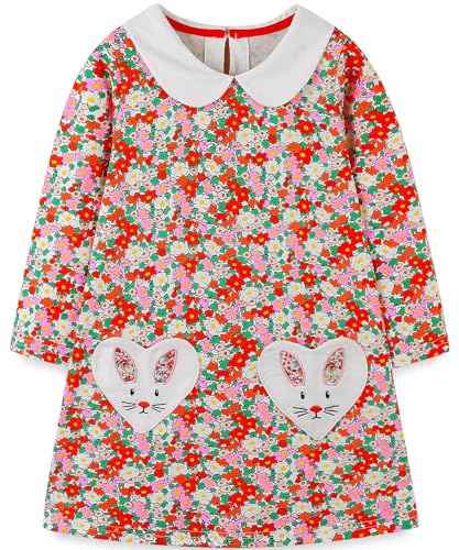 Bumeex Toddler Girl's Long Sleeve Dresses 2-7Y