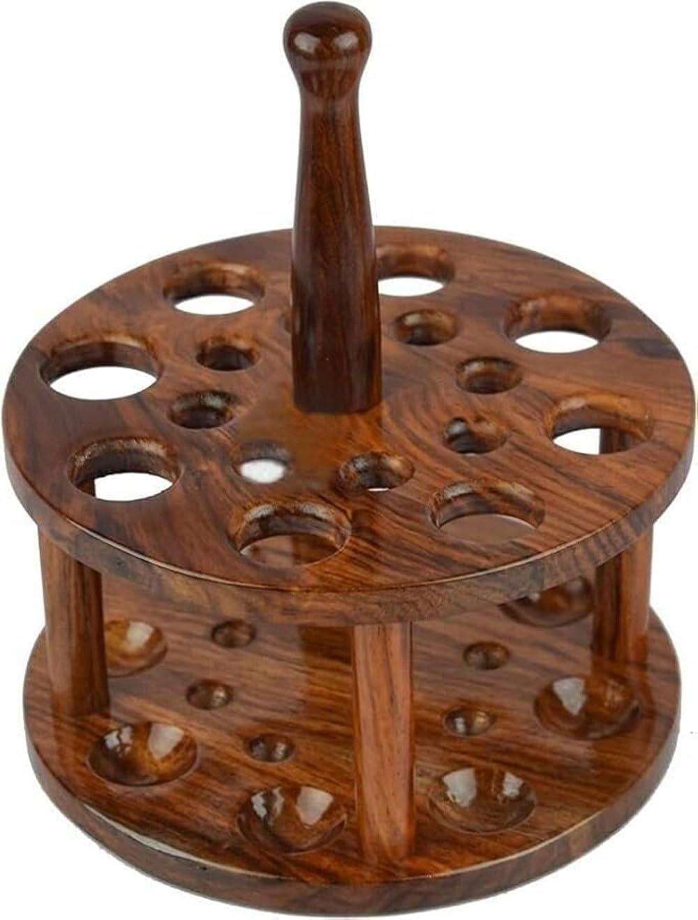 Wooden Crochet Hooks Stand | Crochet Hooks Set of 15 | Handcrafted Organizer for Hooks | Indian Rosewood Knitting Needle Storage for Crocheters (Only Holder)