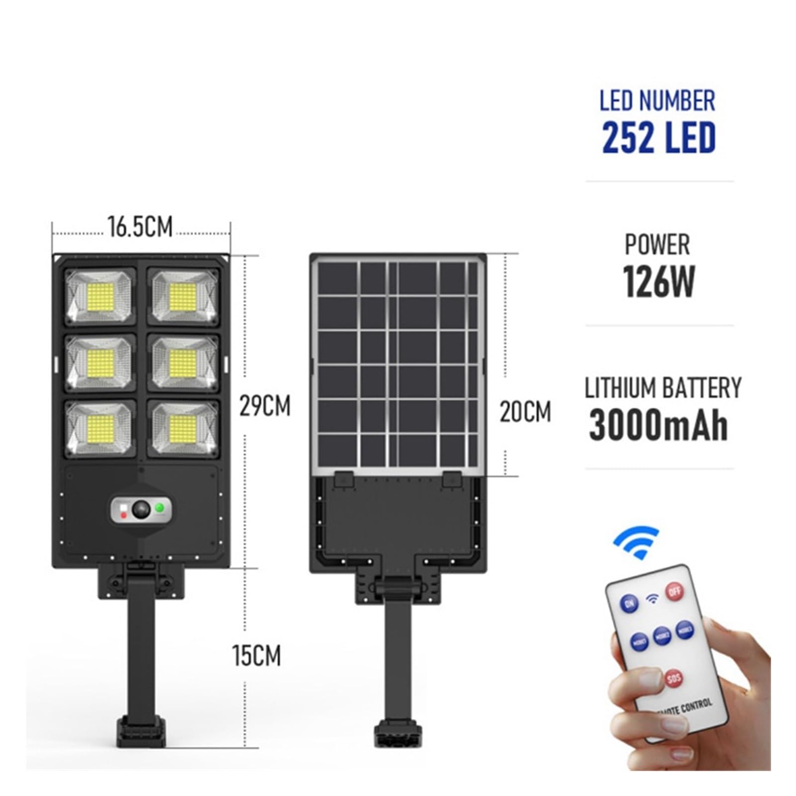 Solarne lampy uliczne, 504 LED Solar Street Lights Zewnętrzny czujnik ruchu słonecznego o dużej mocy Kinkiet Yard Garaż Ogród Bezpieczeństwo Zdalne światło powodziowe na parkingi, tereny wiejskie i pr