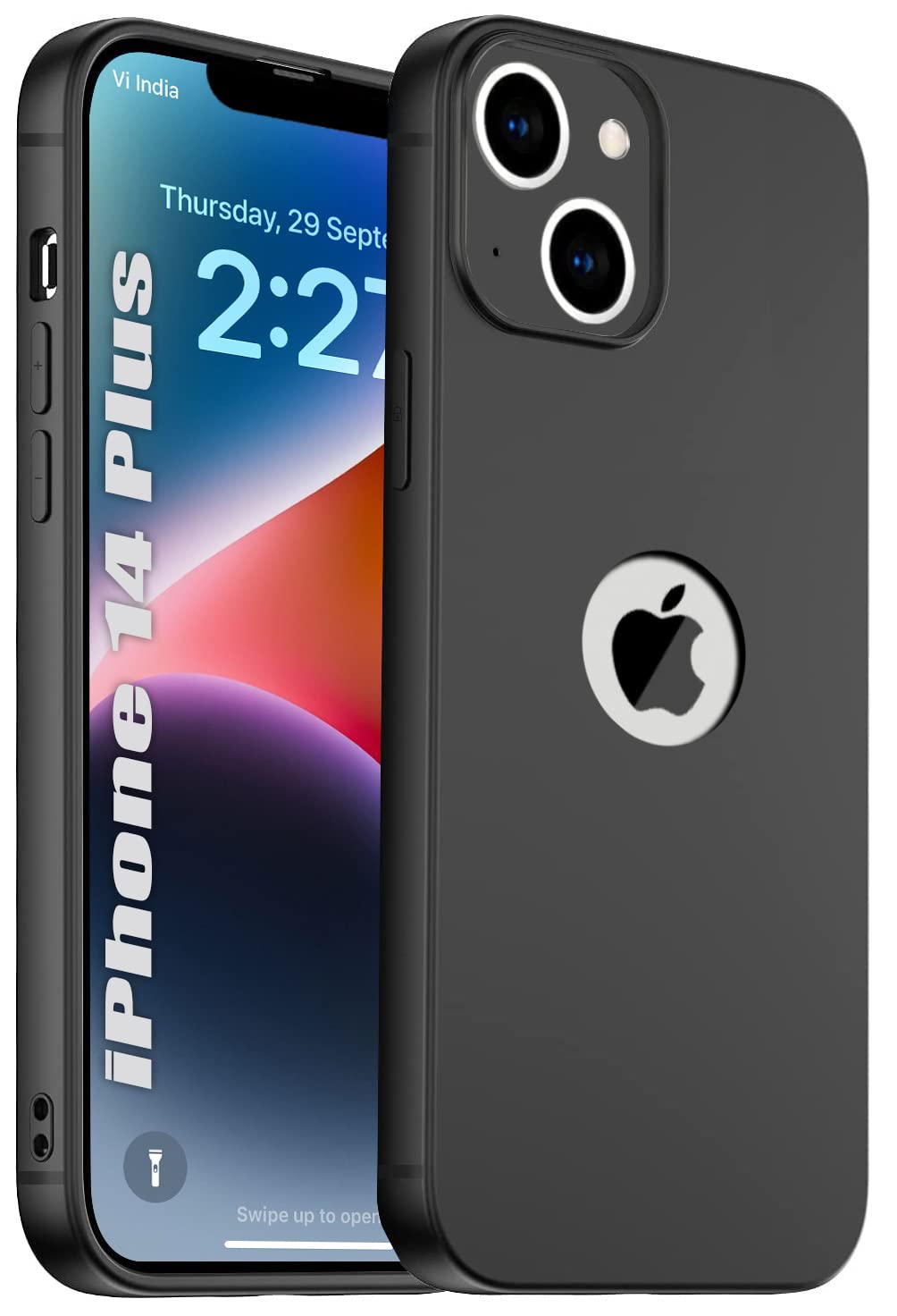 SQUIF Silicone Slim Soft Back Case for iPhone 14 Plus Cover Ultra Thin, Flexible with Precise Camera Cuts and Extra Protection (Black)