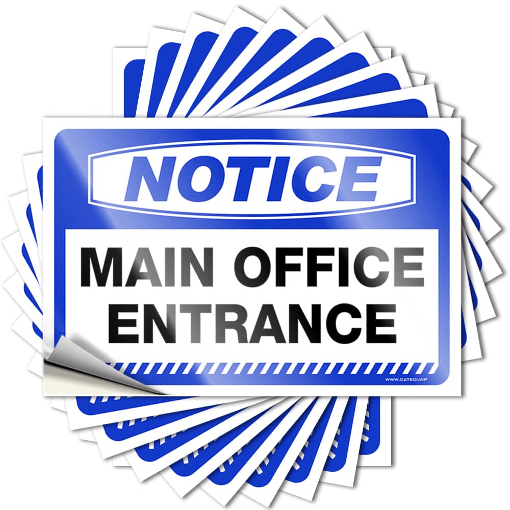 Fzfn Colour Notice Main Office Entrance Smiley Face Funny Sticker | Entry Way Decoration Waterproof Vinyl Bumper Narrow Removable Decal Peel Stick(8X12cm)