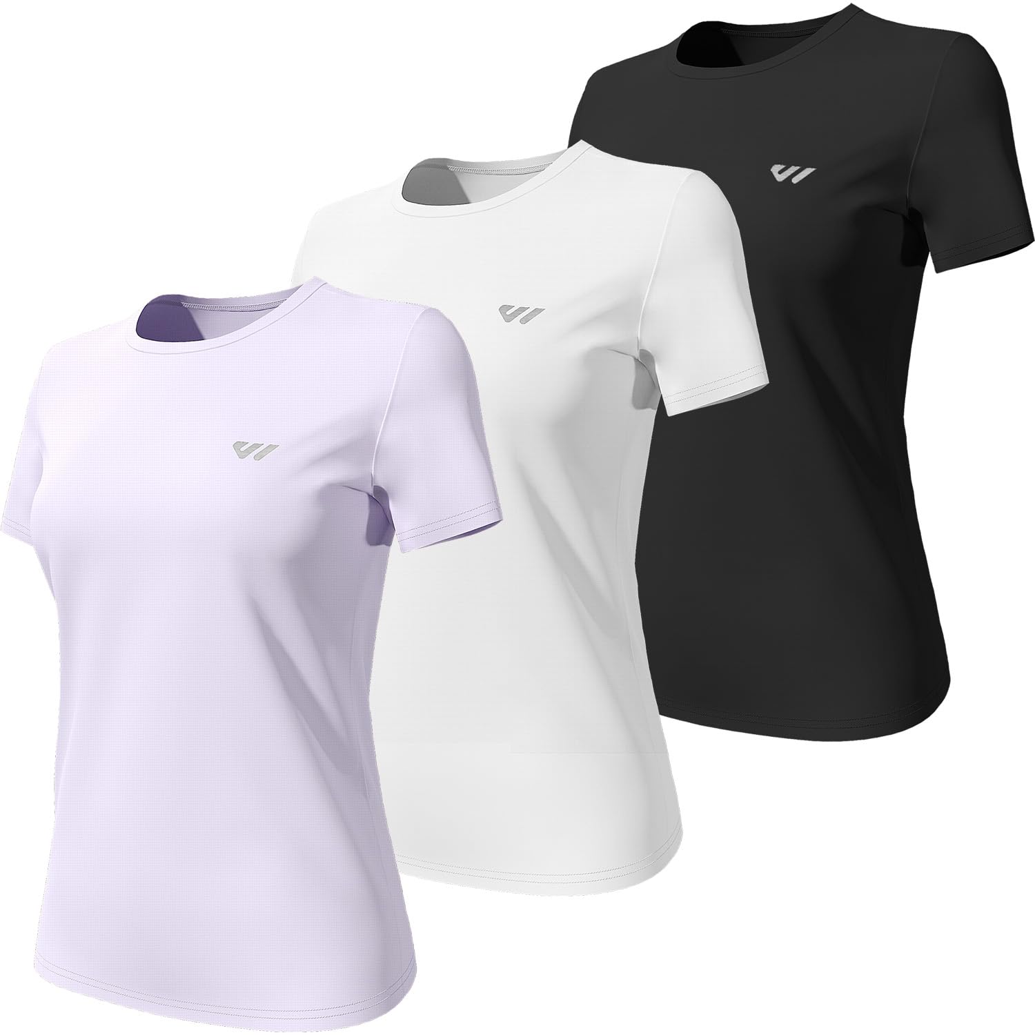 Paquete de 3 a 5 camisetas de entrenamiento para mujer, secado rápido, cuello redondo, gimnasio, absorción de humedad, camiseta atlética de yoga, camiseta UPF 50+