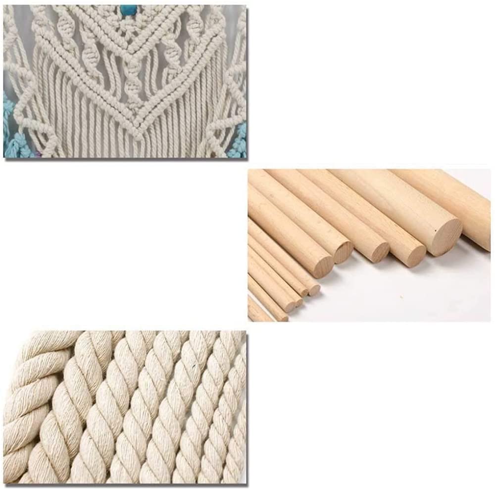 Colgante de pared de macramé hecho a mano, arte de pared tejido, macramé, frontón azul