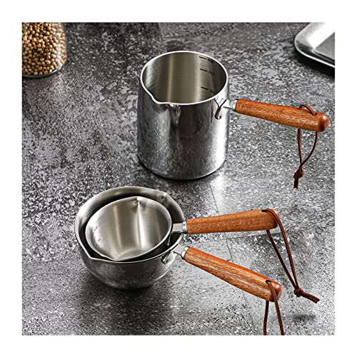 KJOET 片手鍋 ミルクパン ステンレス製 目盛付 離乳食 直火対応 揚げ鍋 油かけ小鍋です 多機能 台所用品です(A,200ml)