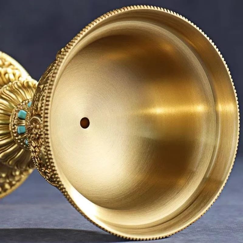 Exquisitely Carved and -Inlaid Copper Candle Cups, Butter Floating Sacred Candlesticks(S-15.6 CM)
