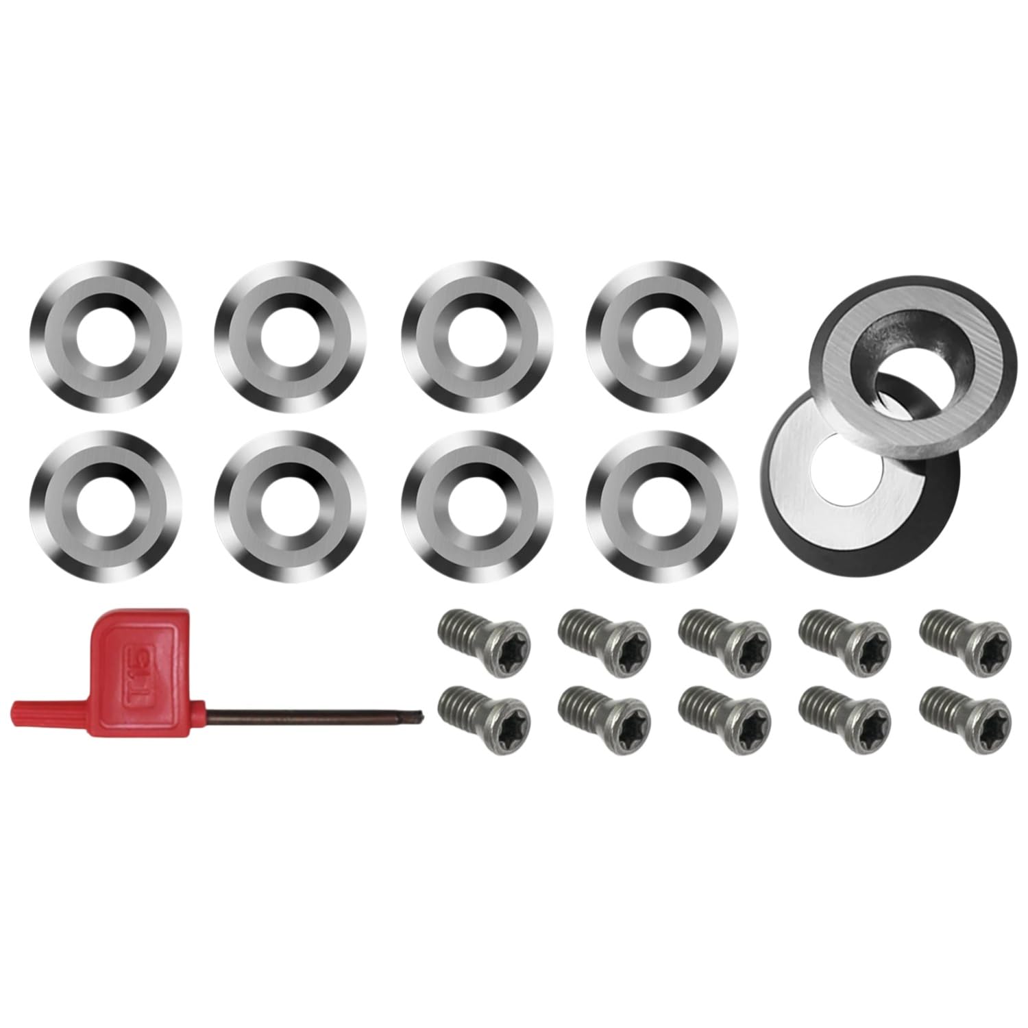 1 Set Round Carbide Inserts Negative Rake Cutters, DIY Lathe Woodturning Tools Replacement Blades 30 Degree(12x2.5mm)