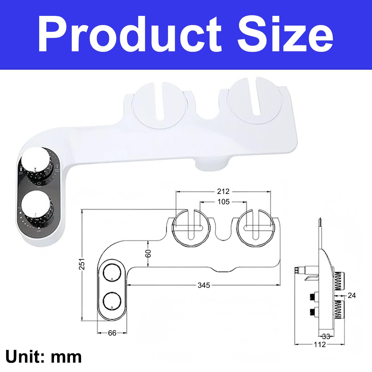 Kit doccetta Bidet per WC, Attacco per Bidet WC con Doppio Ugello da 3/8 Acqua Calda e Fredda, Pressione Dell'Acqua Regolabile, Doppio Ugello per Glutei e Lavaggio Intimo