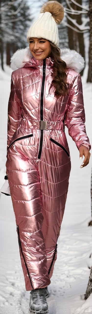 Aurgelmir Womens Winter Ski Suit Fur Collar Coat Windproof Waterproof Warm Ski Jumpsuit Snowsuits - Image 2