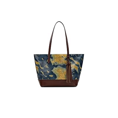 Patricia Nash Verzi Tote W/ Tassel Tote Handbags Greek Map 932, Faux Suede/Leather/Suede