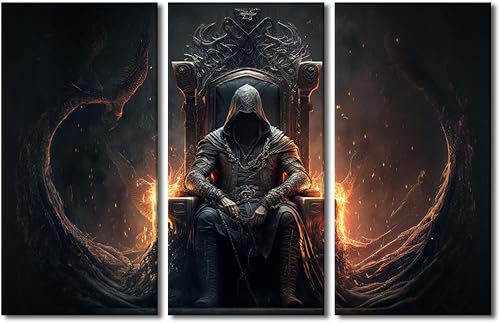 Wall Decor for Bedroom Demon Sitting on Throne Prints Wall Art Canvas Artwork Wa