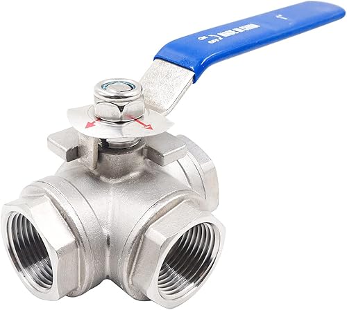 NPT 1 válvula de 3 vías de acero inoxidable para tanque de agua, válvula de bola de 3 vías con puerto L para manguera de combustible de línea de