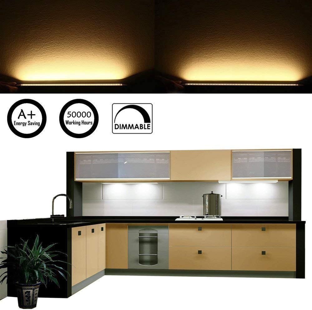 AIBOO Luce Sottopensile Cucina, Luci da Cucina Bar con Interruttore Dimmer A Quadrante per Bancone, Guardaroba, Illuminazione Dell'armadio(Bianco Caldo 2700K 6 Pannelli)