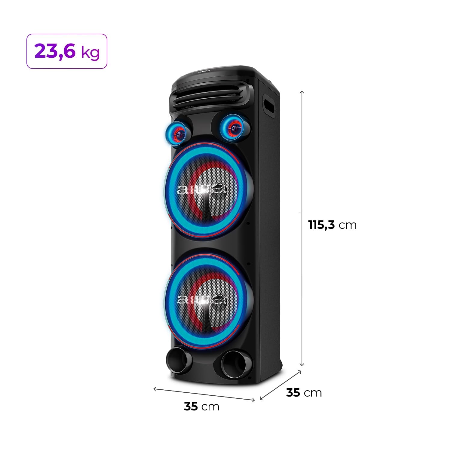 Aiwa AWS-T2W-02 Sound Tower dimensions and weight