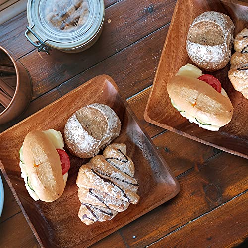 Wrightmart Wood Plates, Set Of 4, Durable, Versatile, Rustic Authentic Design, Tableware For Dining, Each Plater Is Hand Shaped, Inherently Unique, Displaying Natural Variations, Square 10" X 10" #TOP2