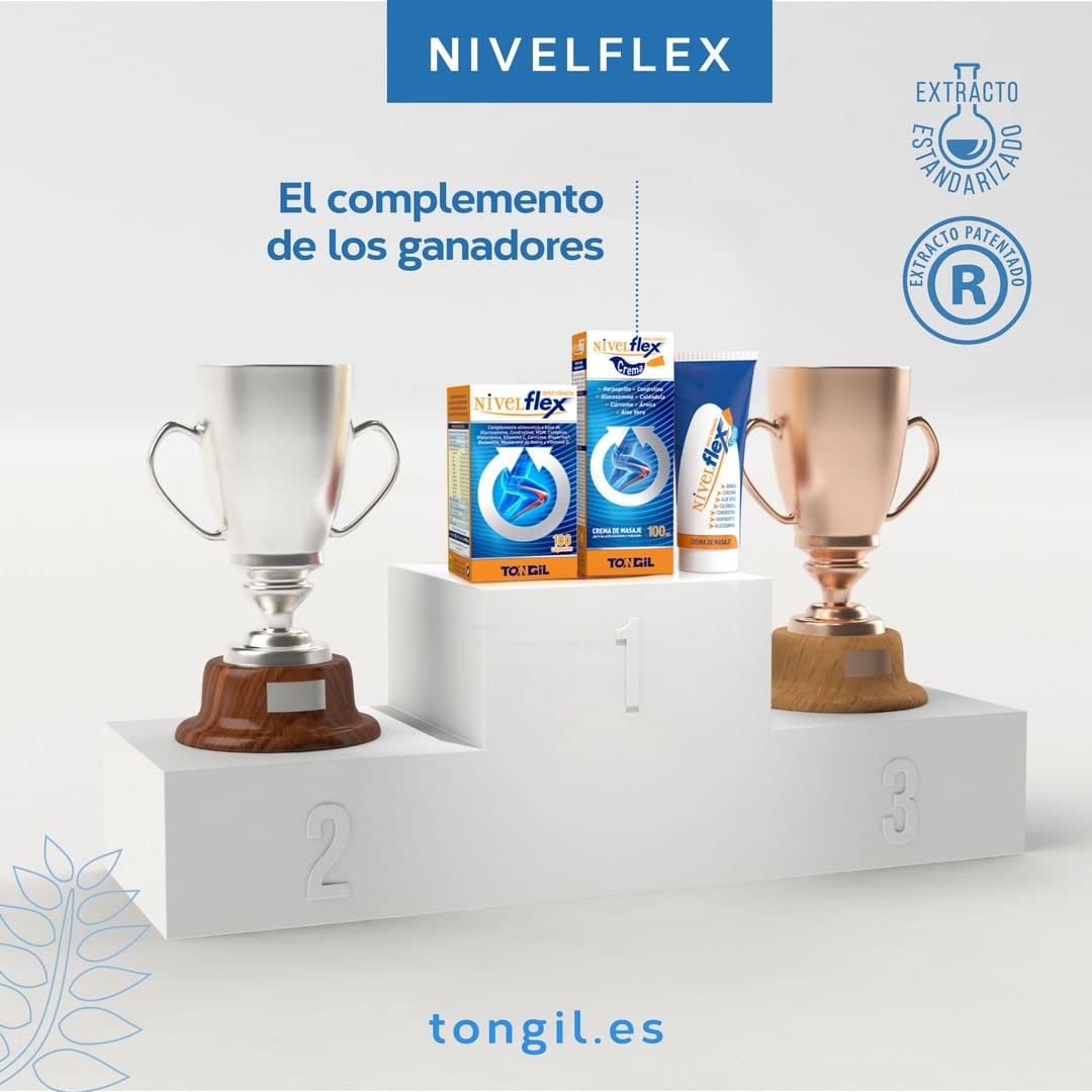 Glucosamina, Condroitina, MSM - 300 Cápsulas – Con Boswellia, Cúrcuma y Colágeno – Complejo Para Articulaciones, Cartílago y Huesos - +3 Meses de Suministro - Nivelflex 100 Cáps (Pack 3 Uds.) Tongil