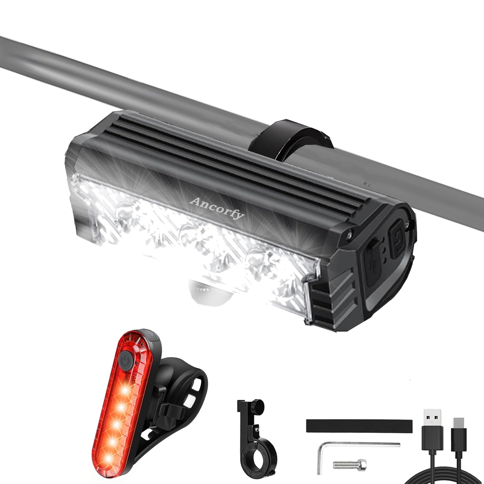 Super Bright LED Bike Light, USB Ricaricabile Bicicletta Faro, Impermeabile Bike Headlight, 5 Modalità 2800 Lumen Bicicletta Faro, MTB Off-Road Ciclismo Pendolari