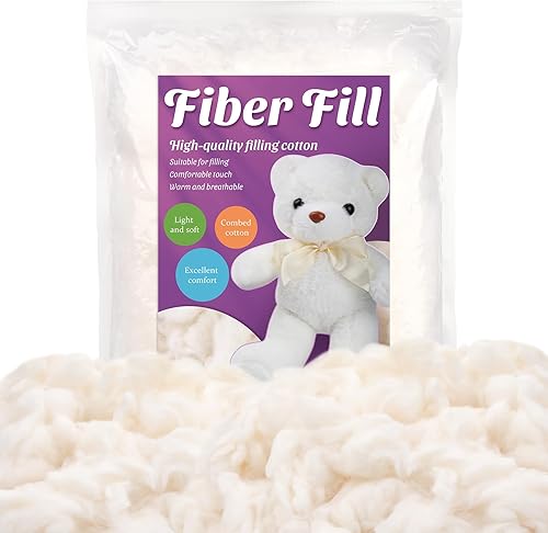 Vista 15 de Kogyxe Relleno de algodón de 7.06 onzas, relleno de algodón natural para animales de peluche, relleno de almohada suave para animales de ganchillo