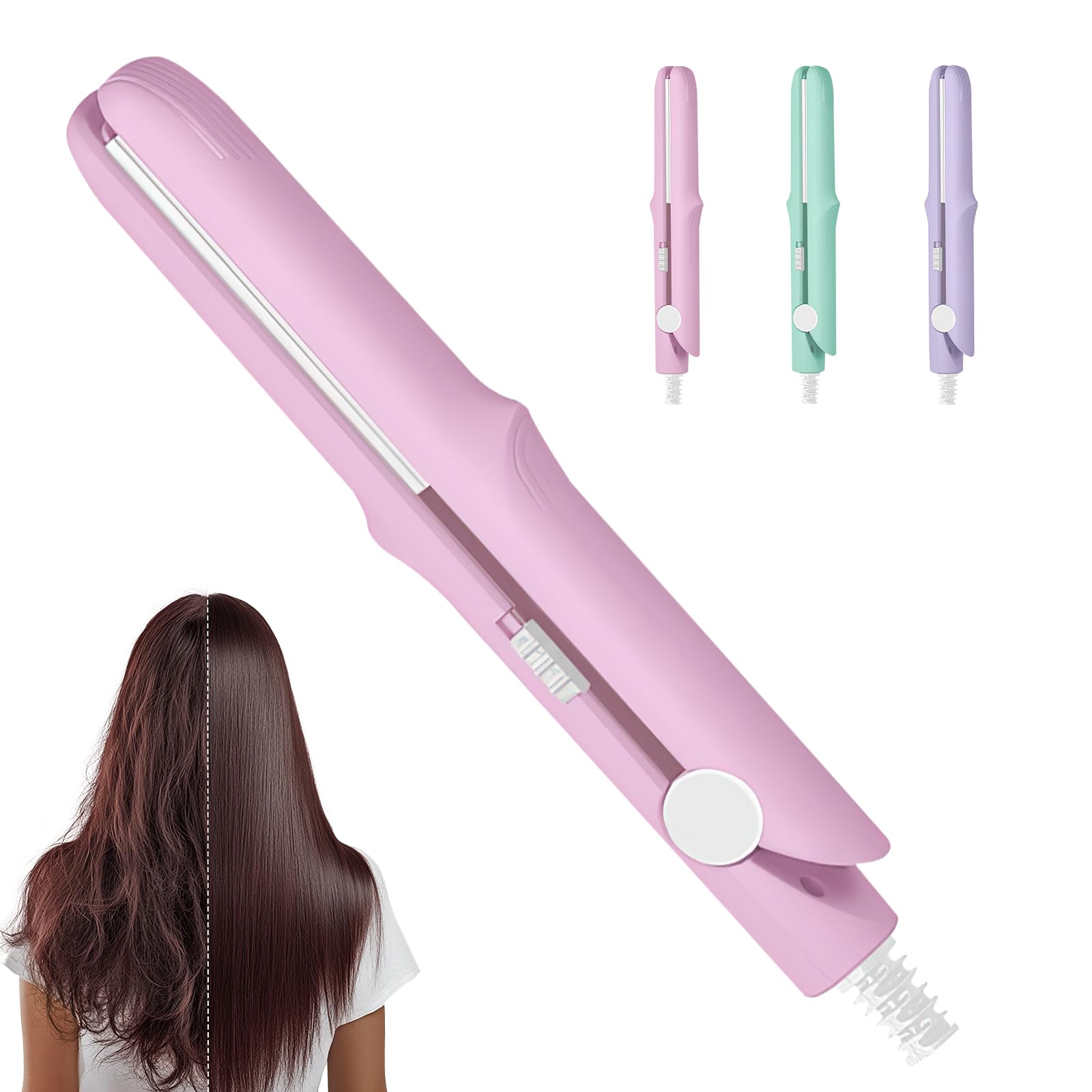 New Mini Dual Purpose Curling Iron 2 in 1 Mini Curlings Wand Flat Iron Hair Straightener Portable Travel