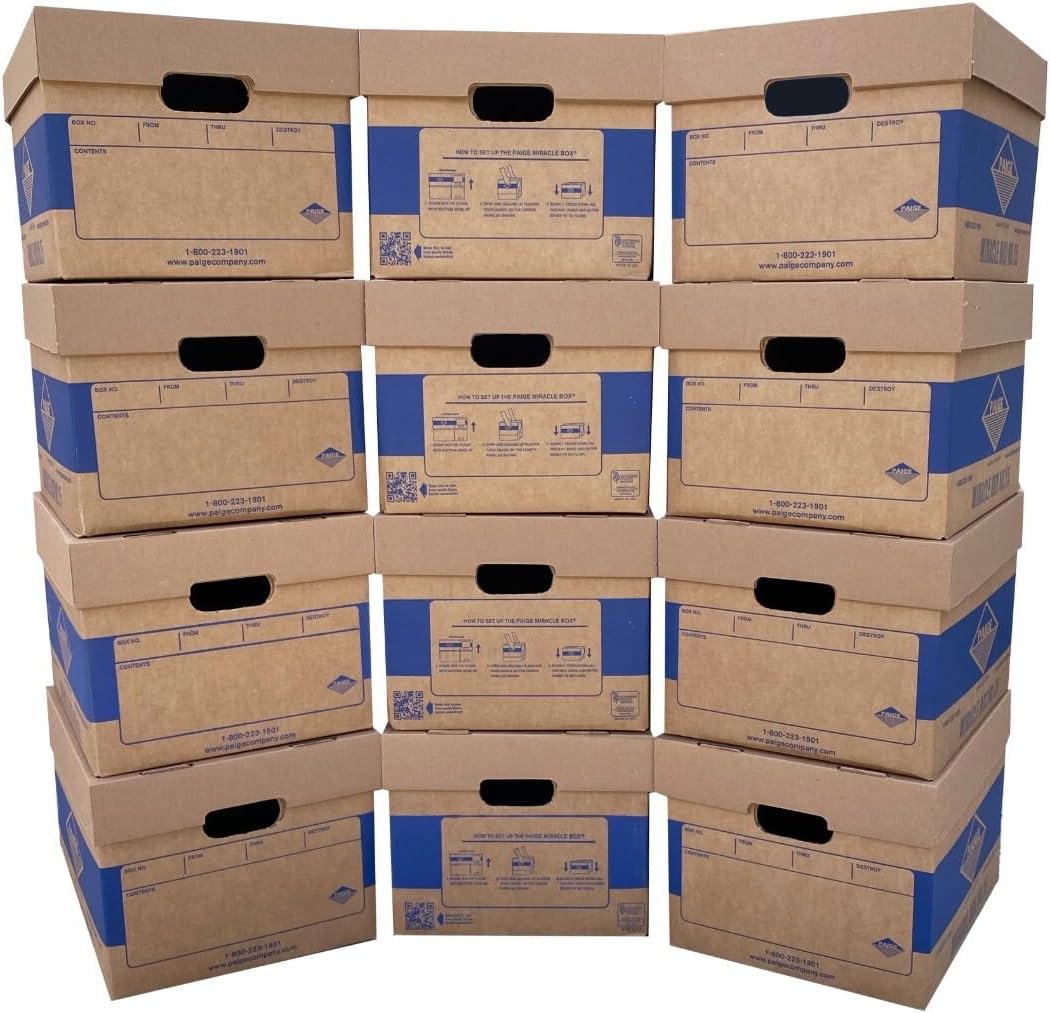 Office Moving Storage Boxes (12 Pk) Miracle File Moving Boxes 15x12x10