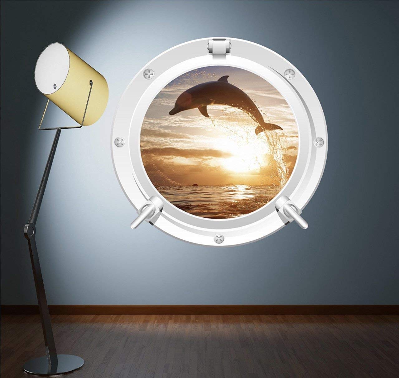 MySticky 3D Round Porthole Wall Decals - Ocean Scene Vinyl Stickers For Bedroom, Living Room, Kids Room (S/M/L Sizes)