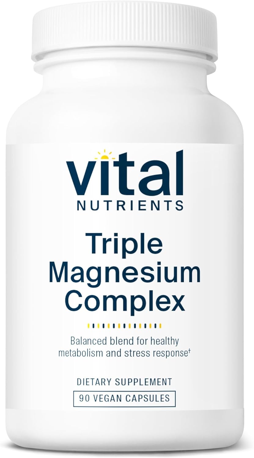 Vital Nutrients Triple Magnesium Complex Supplement | Vegan Magnesium Glycinate, Malate & Oxide 250mg | Easily Absorbed Magnesium Supplement for Stress, Muscle, Heart, Bone Support | 90 Capsules