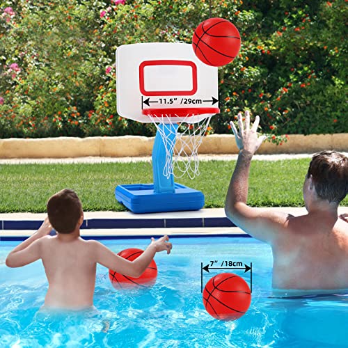 Swimming Pool Basketball Hoop, Pellor Above Ground Basketball Hoop With 4 Balls And Pump, 2-In1 Adjustable Height Water Basketball Hoops For Pool Inground For Kids Teens Adults #TOP3