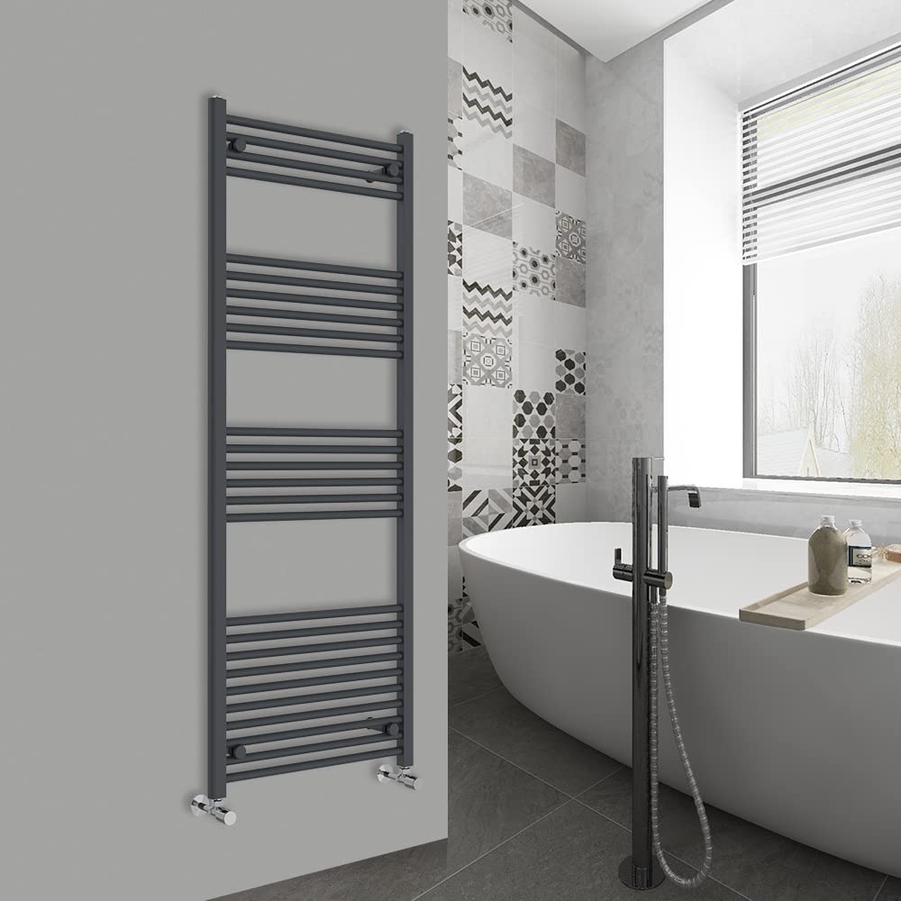 Warmehaus Anthracite Straight Bathroom Heated Towel Rail Ladder Radiator 1600X600mm