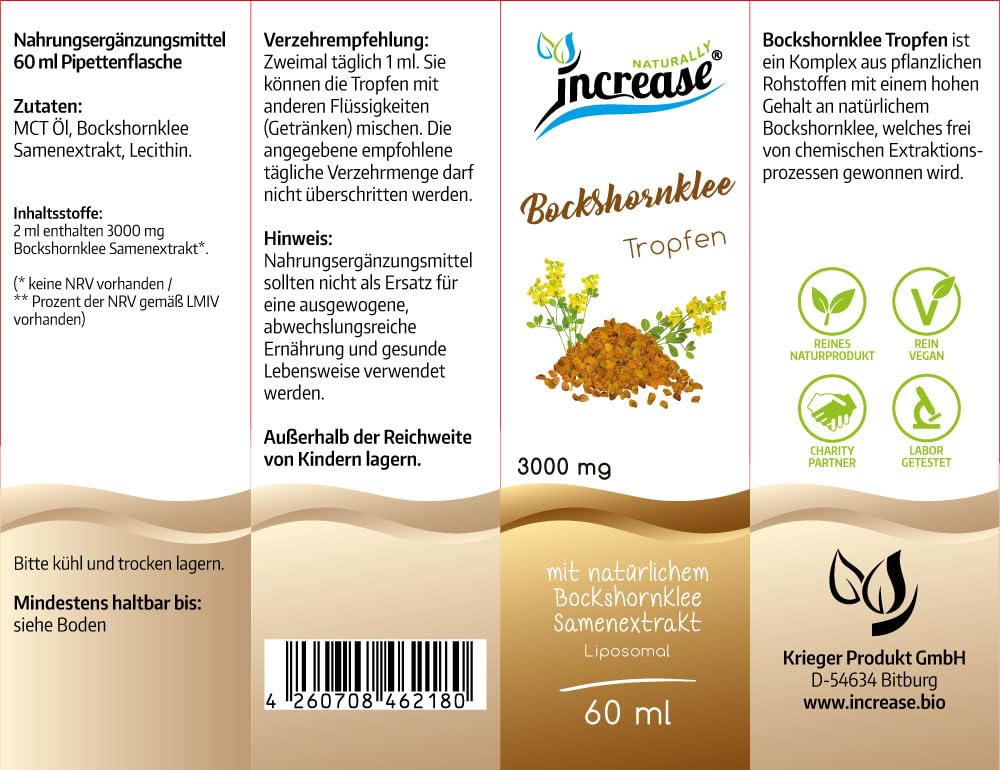 Tomar 3, número 2 acción gotas de fenogreco liposomal en dosis altas - (270.000mg en 3 botellas) 3000mg de fenogreco por dosis diaria - Aceite MCT - Alta biodisponibilidad