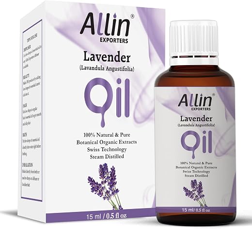 Allin Exporters Lavender Essential Oil 15 ml | Aroma Oil for Home Fragrance &amp; Aromatherapy | Relaxing Floral Scent | Used ...