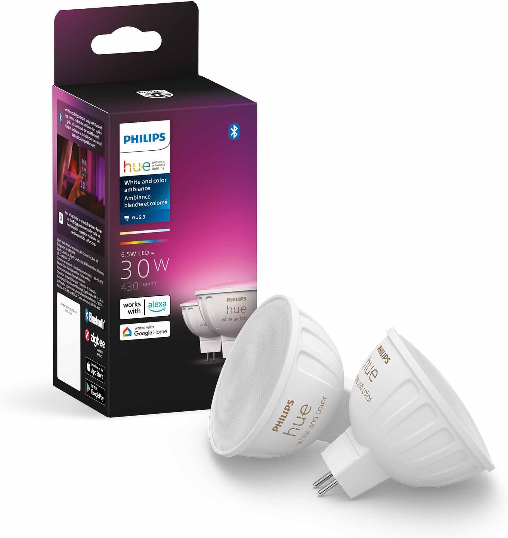 MR16 Smart LED Bulb White and Color Ambiance (2 Pack)