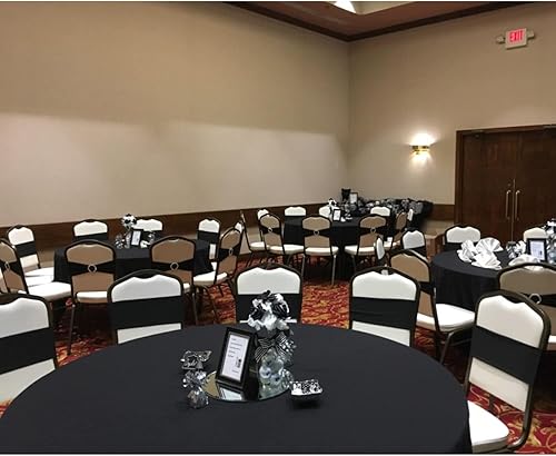 Miniatura 5 de Bandas negras para silla, 50 lazos de elastano, bandas para cubierta de silla con hebilla deslizante para banquetes, fiestas, decoración de eventos