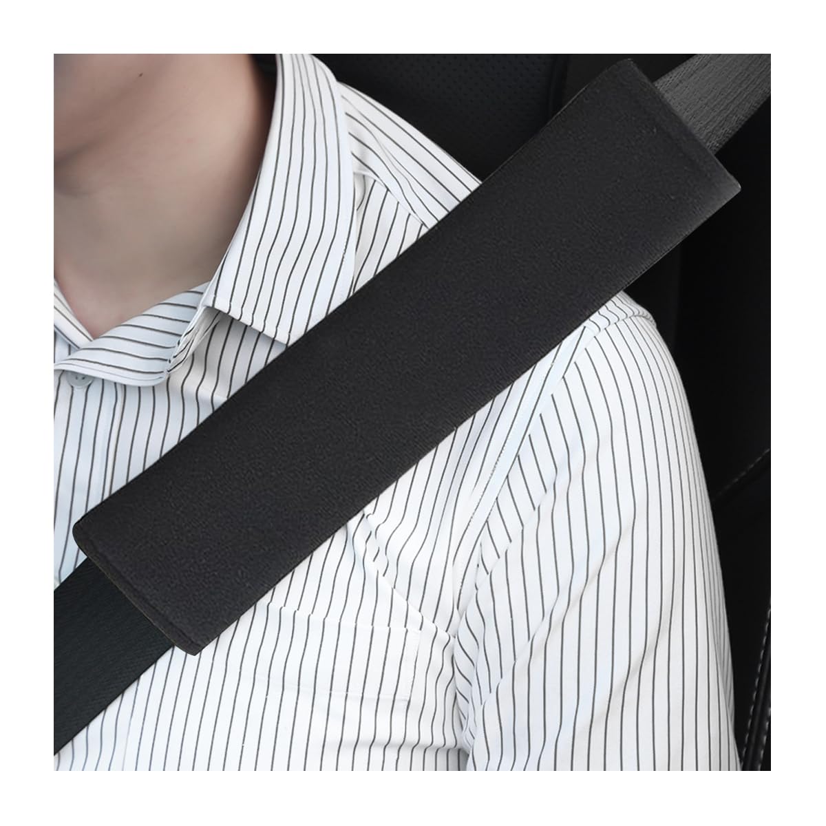 BESULEN Auto Seat Belt Cover, 2 Pack Car Safety Seatbelt Shoulder Pad for More Comfortable Driving, Universal Soft Harness Pad for Backpack Handbag Camera Straps, Compatible with All Cars (Black)