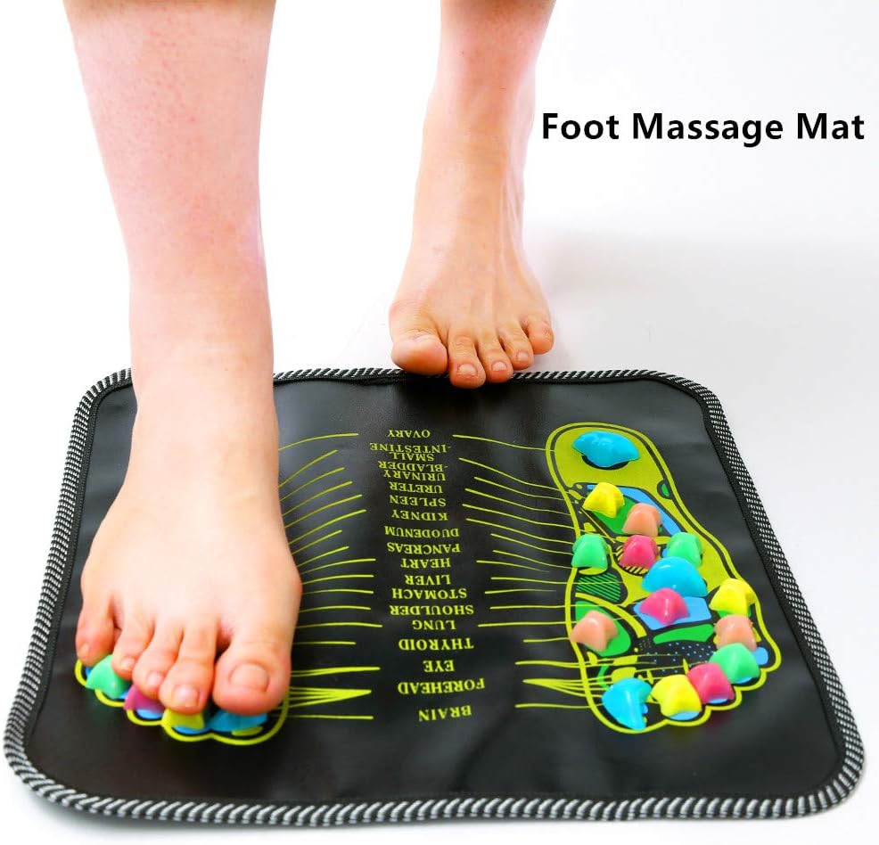 Foot Massage Walking Mat Pad Reflexology Acupressure Relaxing Pressure Muscle Pain Relieve (Black)