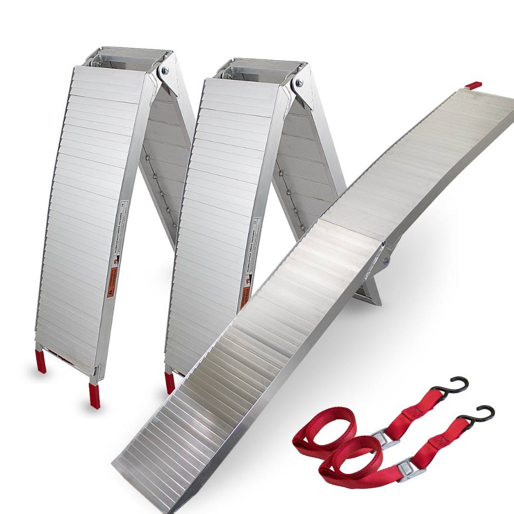 BITUXX® 2X Auffahrrampe Verladerampe Motorradrampe Klappbar Alu Rampe bis 340Kg Traglast Geschlossen