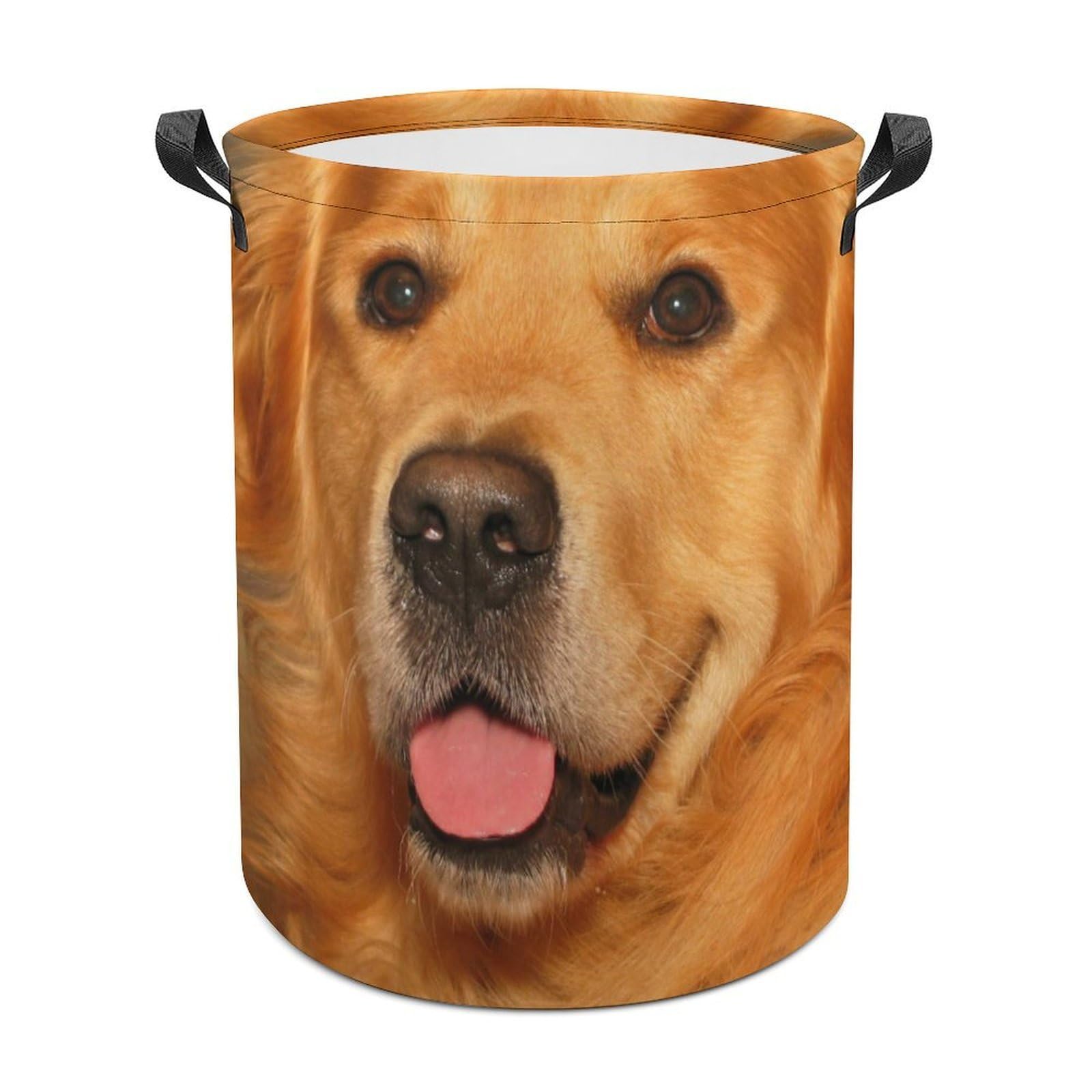 Wlntrophic Laundry Hamper, Golden Retriever Dog Laundry Basket, Washing Basket with Handle