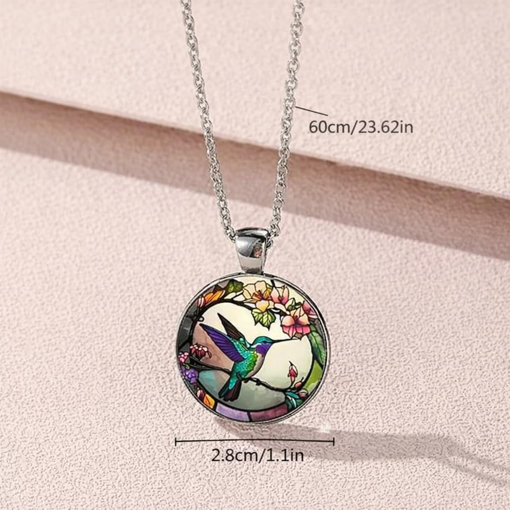 SUPAC Stunning Hummingbird Pendant Necklace - Two Humming Birds Searching for Flower - Fashionable Alloy Jewelry with Delicate Details - Birthday, Party, Gift Idea for Her