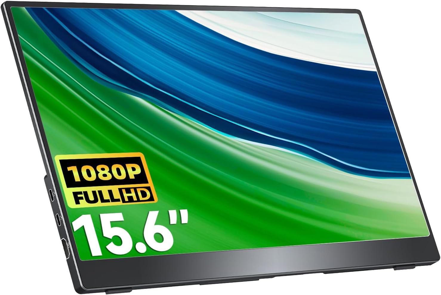 cocopar Portable Monitor 15.6 Inch Upgraded Travel 1080P Monitor with Speaker Full Size HDMI USB-C External Display for Laptop MacBook Surface PC Xbox PS4/5, with Kickstand, VESA Mountable