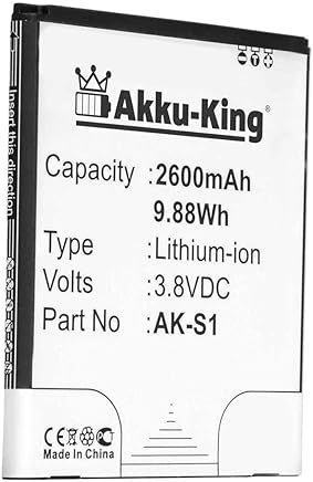 Akku-King Bater?a sustituir Emporia AK-S1, AK-S1(V1.0) - Li-Ion 2600mAh - para Emporia Smart, Smart 1 Akku-King Bater?a sustituir Emporia AK-S1, AK-S1(V1.0) - Li-Ion 2600mAh - para Emporia Smart, Smart 1