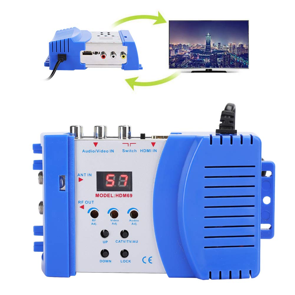 1080P Digital RF HDMI Modulator, tragbarer Dualband VHF/UHF Modulator, PAL/NTSC Standard Modulator AV zu RF Konverter für TV, PC, DVD