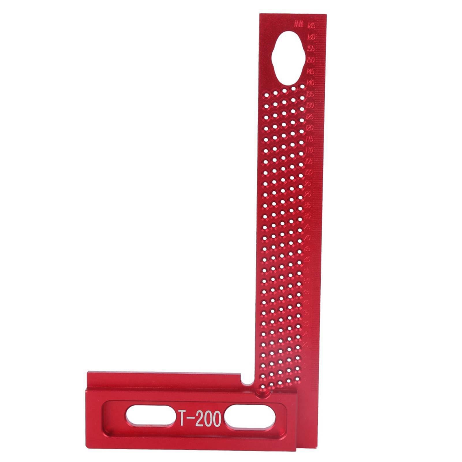 KIMISS Regla de Orificio de Aleación de Aluminio Resistente Al Desgaste, Herramienta de Medición de Trazado de Carpintería, Regla Escuadra Tipo T de 12 Pulgadas, Ideal para