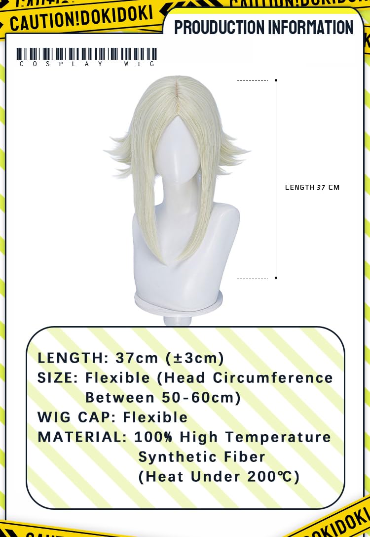 KIRA KIRA Anime Eishia Cosplay Wig 37cm Short Straight Blonde Hair Halloween Cosplay Wig for Women Men