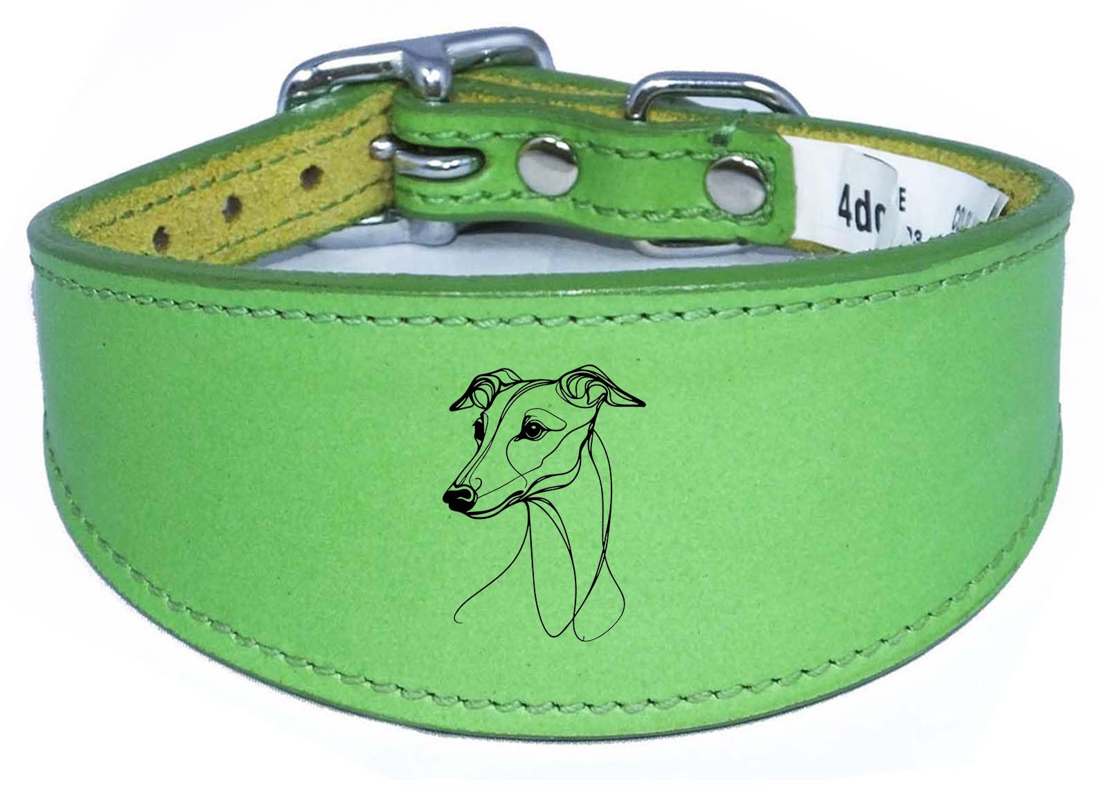 Wide Sighthound Leather Collar, Padded, Handmade for Iggy, Whippet and Greyhound NL21 — image 1
