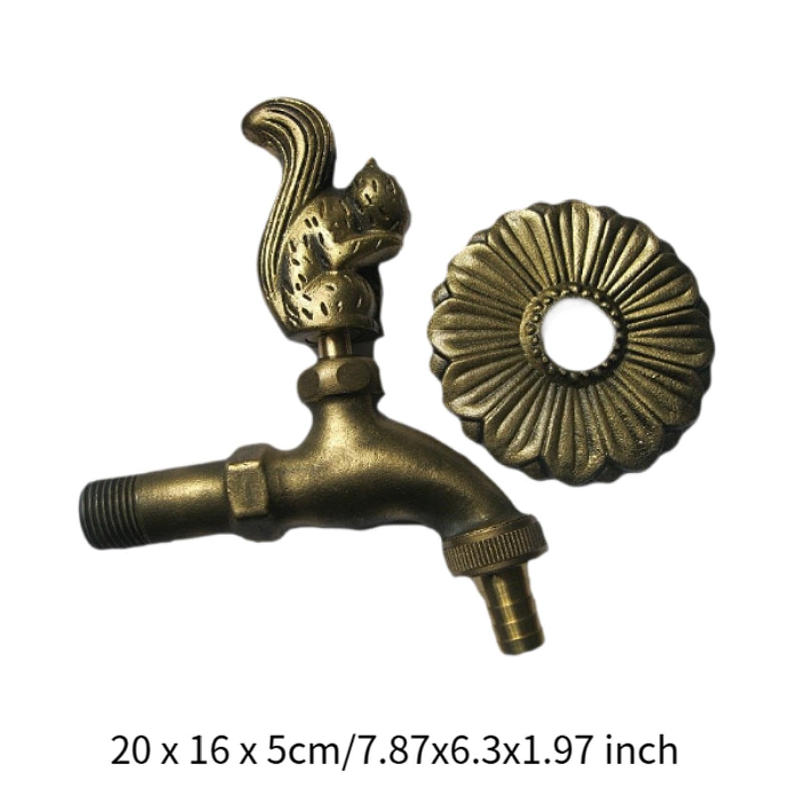 Homyl Rubinetto da Giardino Decorativo per Esterni, Lavanderia, Doccia, Statua di Scoiattolo