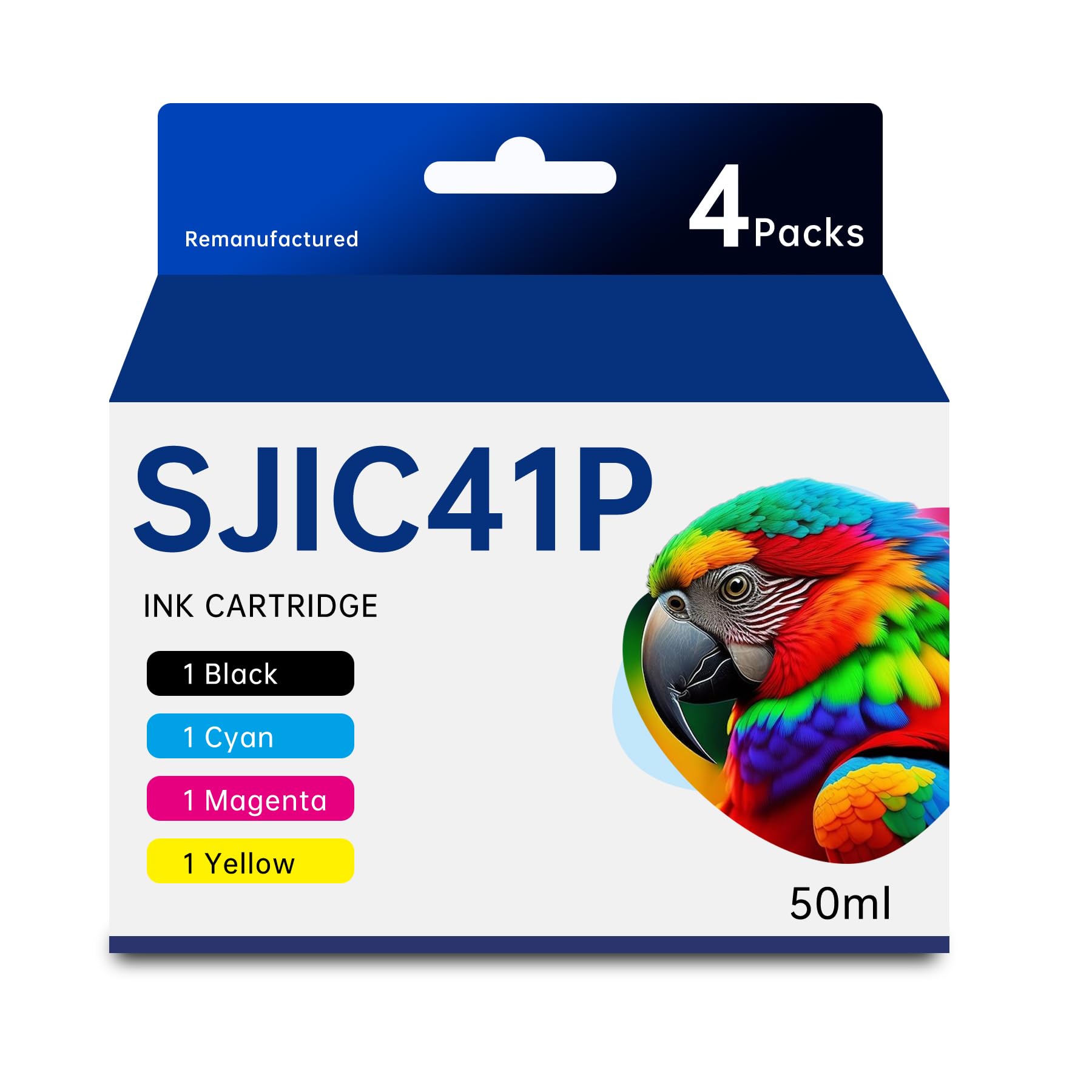 SJIC41P Ink Cartridges Set 4-Pack Remanufactured Replacement for SJIC41P-BK SJIC41P-C SJIC41P-M SJIC41P-Y Ink Cartridge for ColorWorks CW-C4000 C4000