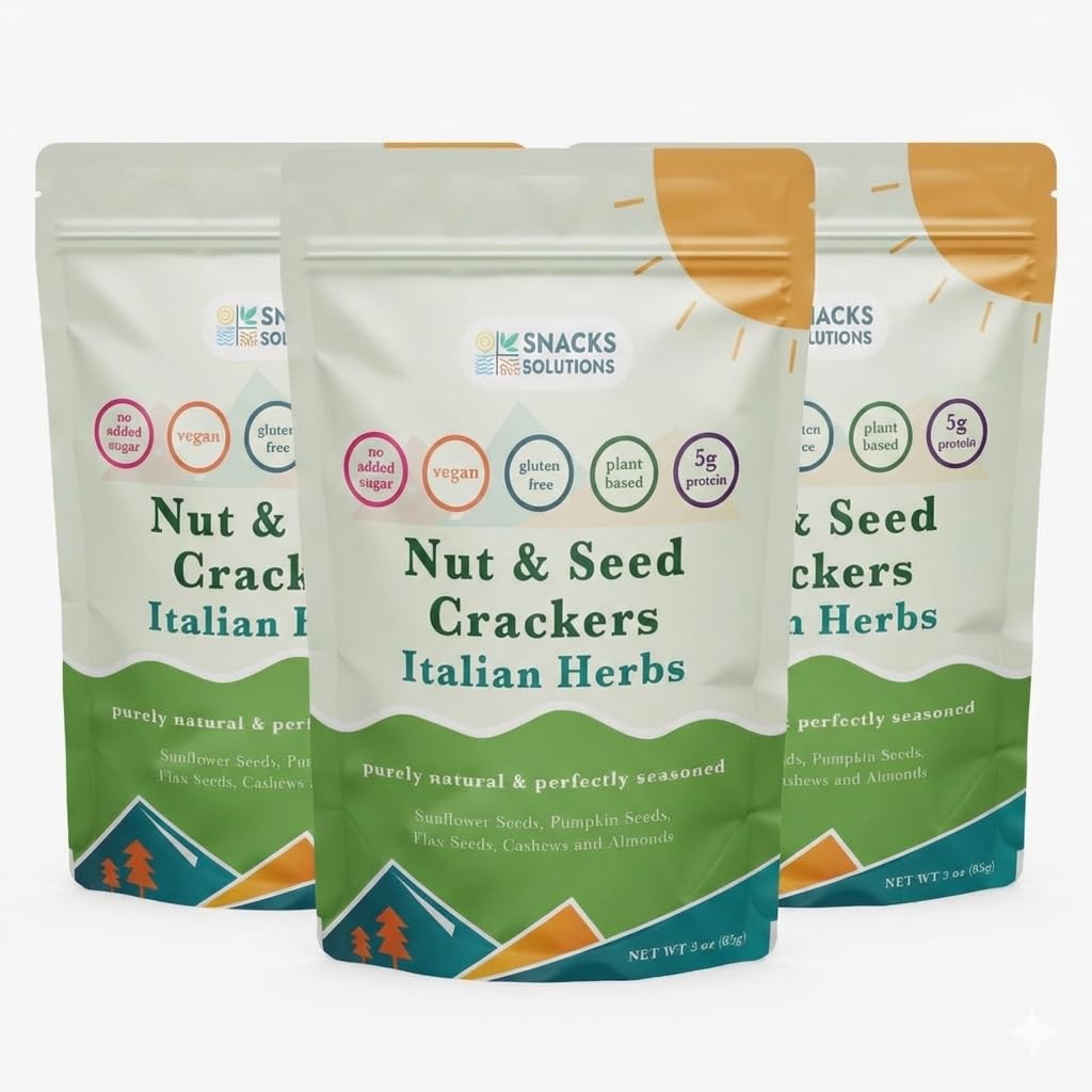 Snacks Solutions Nut & Seed Crackers (3 oz - Pack of 4, Variety)
