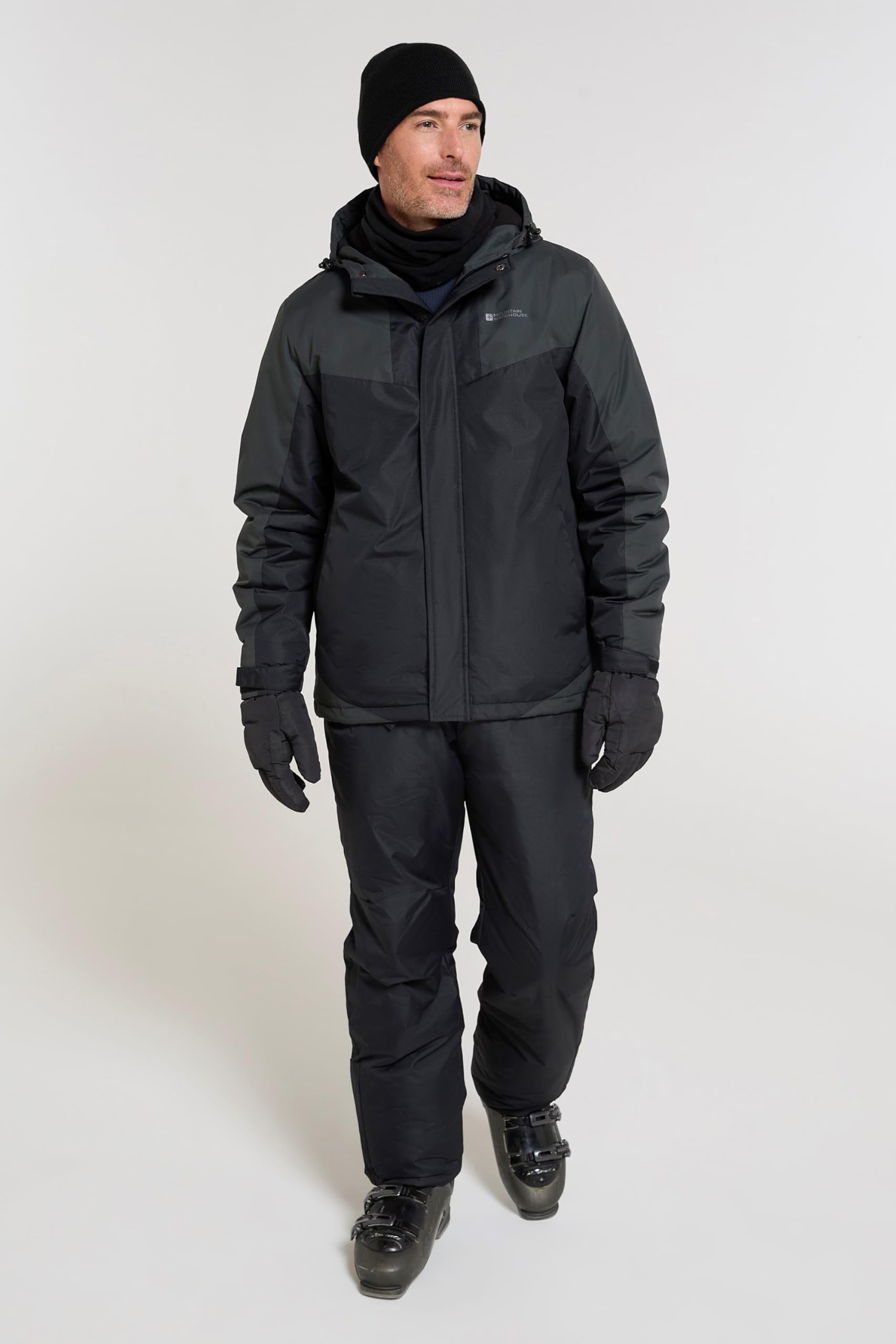 Mountain Warehouse Veste de Ski Dusk pour Hommes - Imperméable Doublure Polaire et isolée Jupe Pare-Neige intégrée Capuche Poignets réglables -pour Le en Hiver