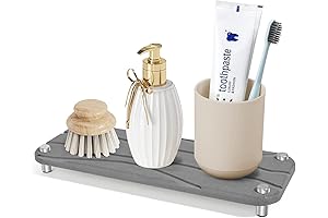 Instant Dry Sink Caddy Organizer: Diatomaceous Earth Soap Dispenser Bottle
