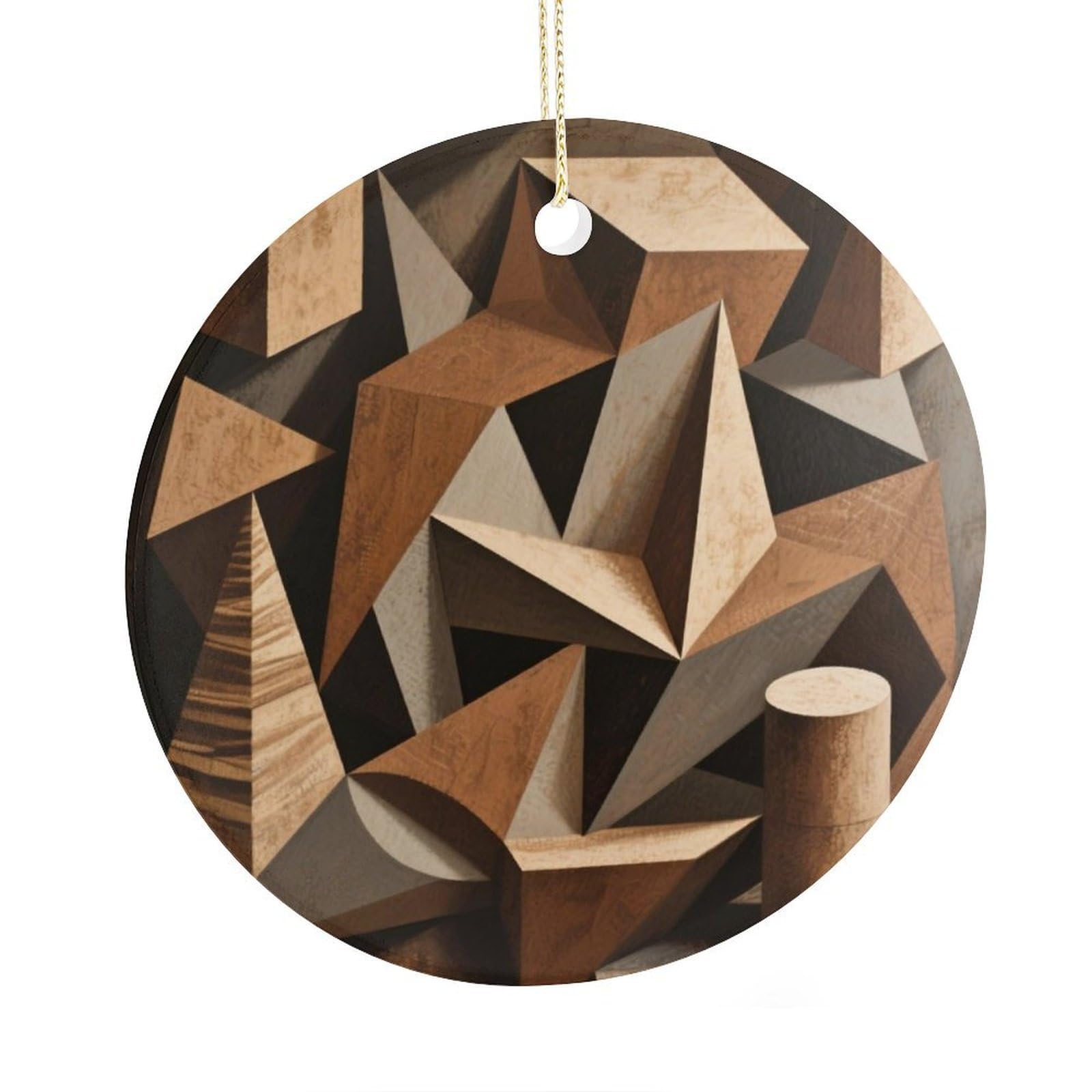 Fekiloot Style Geometry Christmas Ornaments 2.9 Inch Round Ceramic Ornament Keepsake Thank You Gifts For Office, Room, Home - Holiday Present Ideas