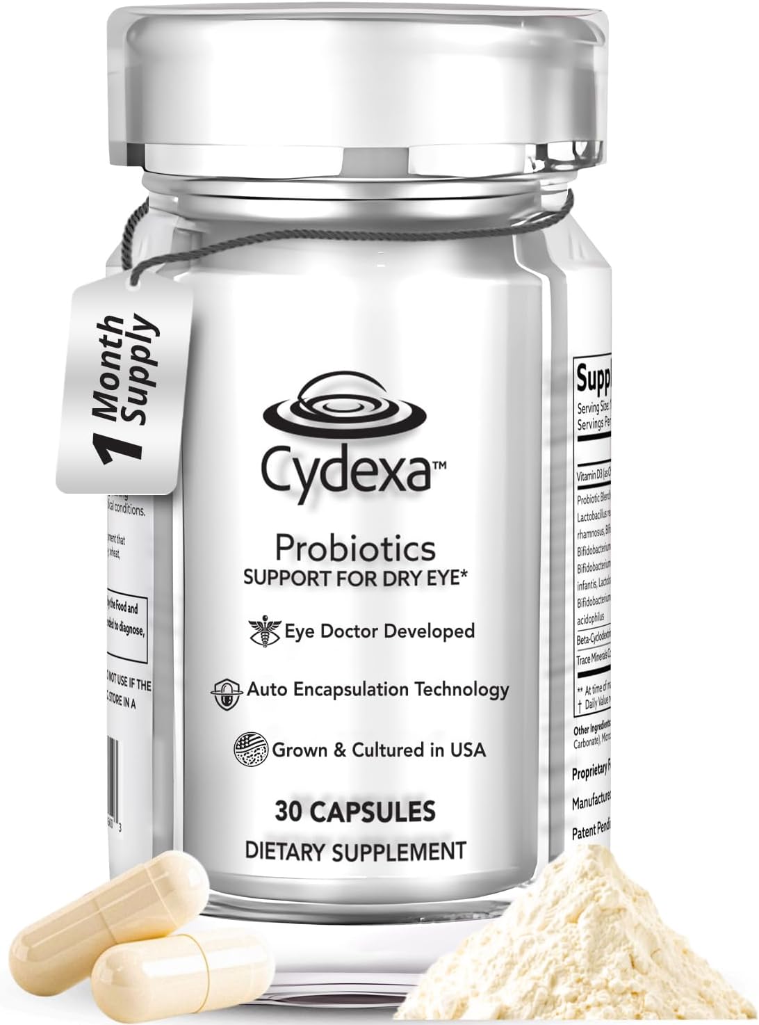30 Capsules of Eye Vitamins with Gut–Eye Axis Support – Probiotic Supplements for Dry Eye with Entrocoat & Vitamin D₃ – Ophthalmologist-Formulated for Dryness, Redness & Irritation 1-Daily Dose